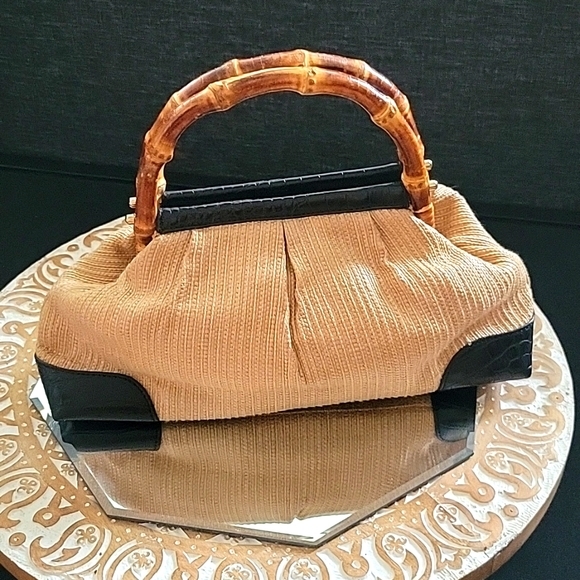 LOFT Handbags - LOFT| Clutch Bag Purse W/ Wooden Handle